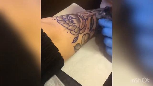 Timelaps tattoo flowers / промежуток времени татуировка цветок / обучающее видео смотреть онлайн