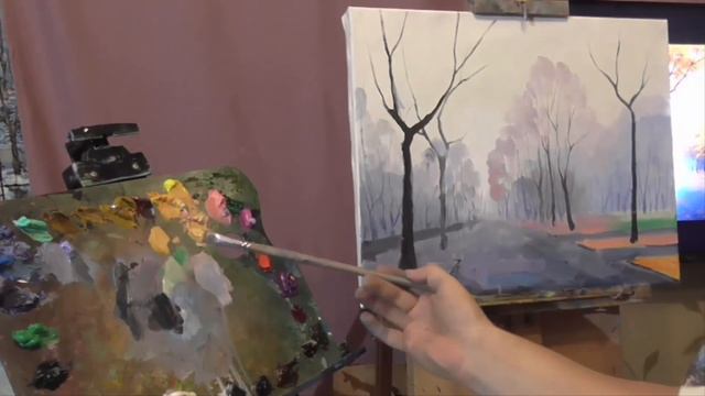 Как нарисовать осеннюю аллею, картина маслом ► Художник Ревякин