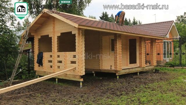 Хоз. помещение с навесом 4.0х8.0 из мини-бруса. Солнечногорский район МО. Ю26 смотреть онлайн