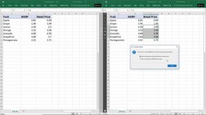 Excel: compare two worksheets and highlight differences