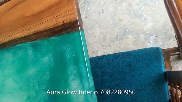 Green Epoxy Dining Table with Acacia Wood смотреть онлайн