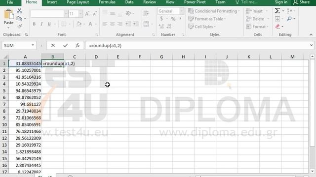 Use the ROUNDUP function to round up a value with 2 decimal places (Excel 2016) смотреть онлайн