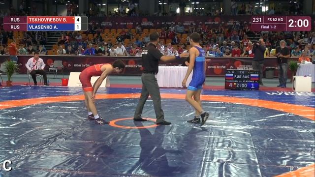 GOLD FS - 62 kg: B. TSKHOVREBOV (RUS) v. A. VLASENKO (RUS) смотреть онлайн