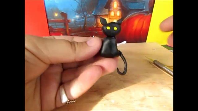 How to make halloween spider , cat, baby - witch , pumpkin and crow from polymer clay смотреть онлайн