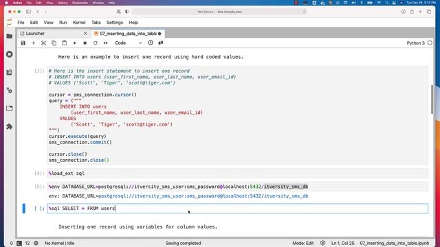 Mastering Python - Database Programming - CRUD Operations - 07 Inserting Data into Table