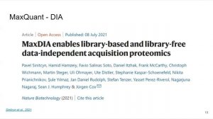 Павел Синицын, MaxDIA: новое слово в анализе данных DIA протеомики, 16/09/2021