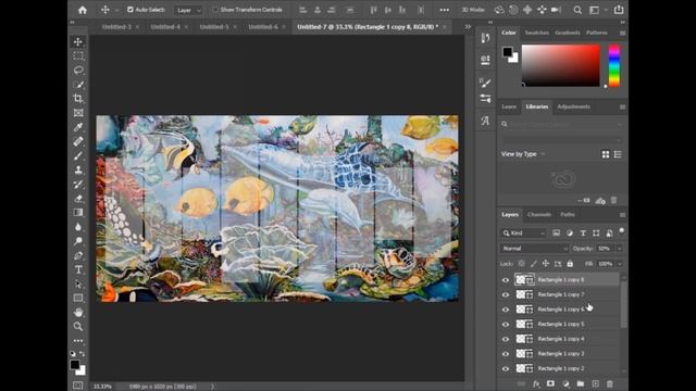 How to design Multi Panel Canvas Wall Art using Photoshop/ Photoshop tutorial සින්හල смотреть онлайн