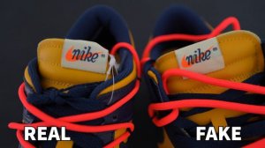 REAL VS FAKE!  NIKE X OFF WHITE DUNK LOW MICHIGAN SNEAKER COMPARISON!