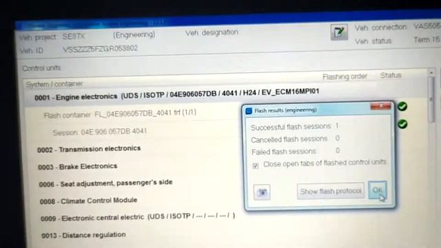 Flashing software Engine for Seat using Odis -E