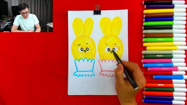 Рисуем Зайчиков на Пасху - учимся рисовать с РыбаКит смотреть онлайн
