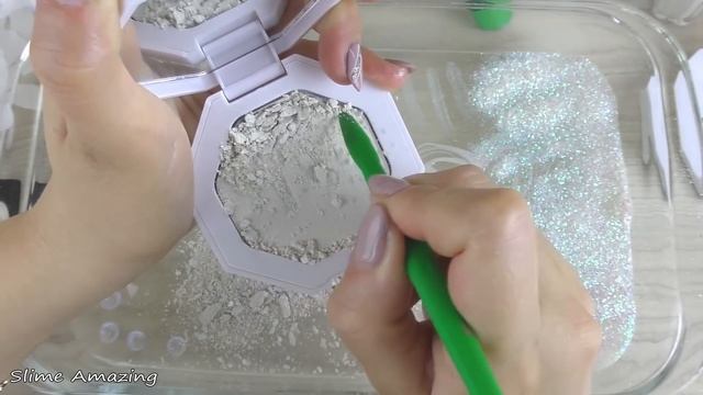ASMR Slime ??? Mixing ”WHITE” makeup, Eyeshadow, glitter into slime. Satisfying slime video. смотреть онлайн
