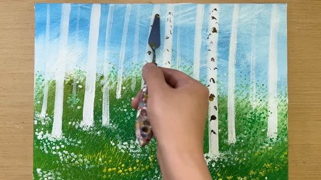 Painting White Birch Trees Easy / Acrylic Painting Techniques смотреть онлайн