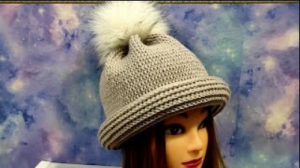 Теплая шапочка с круглым отворотом. Шапочка крючком для начинающих. (720p).mp4