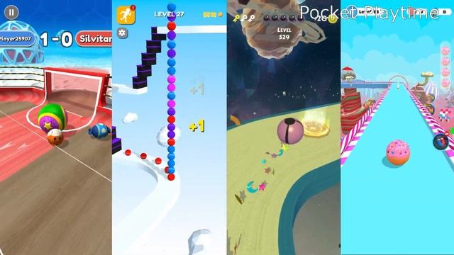 Going Balls vs Stack Rider vs Action Balls vs Candy Ball Run - All level gameplay Android, IOS