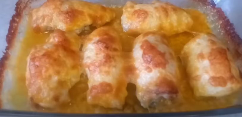 Куриные рулетики с грибами и огурчиками