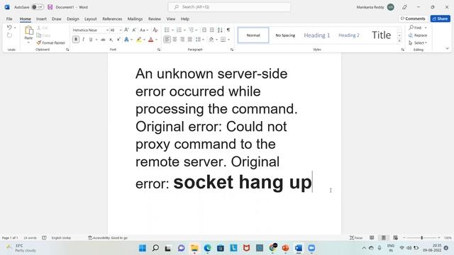 How to Resolve: "Could not proxy command to the remote server. Original error: socket hang up"