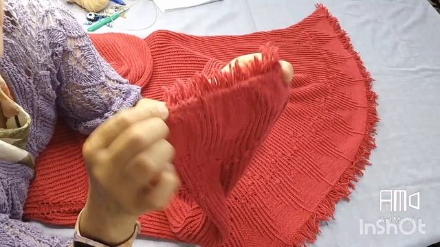 Платье красное вязаное спицами с удлиненным регланом.Мастер класс .#платьеспицами #вязаниеспицами.