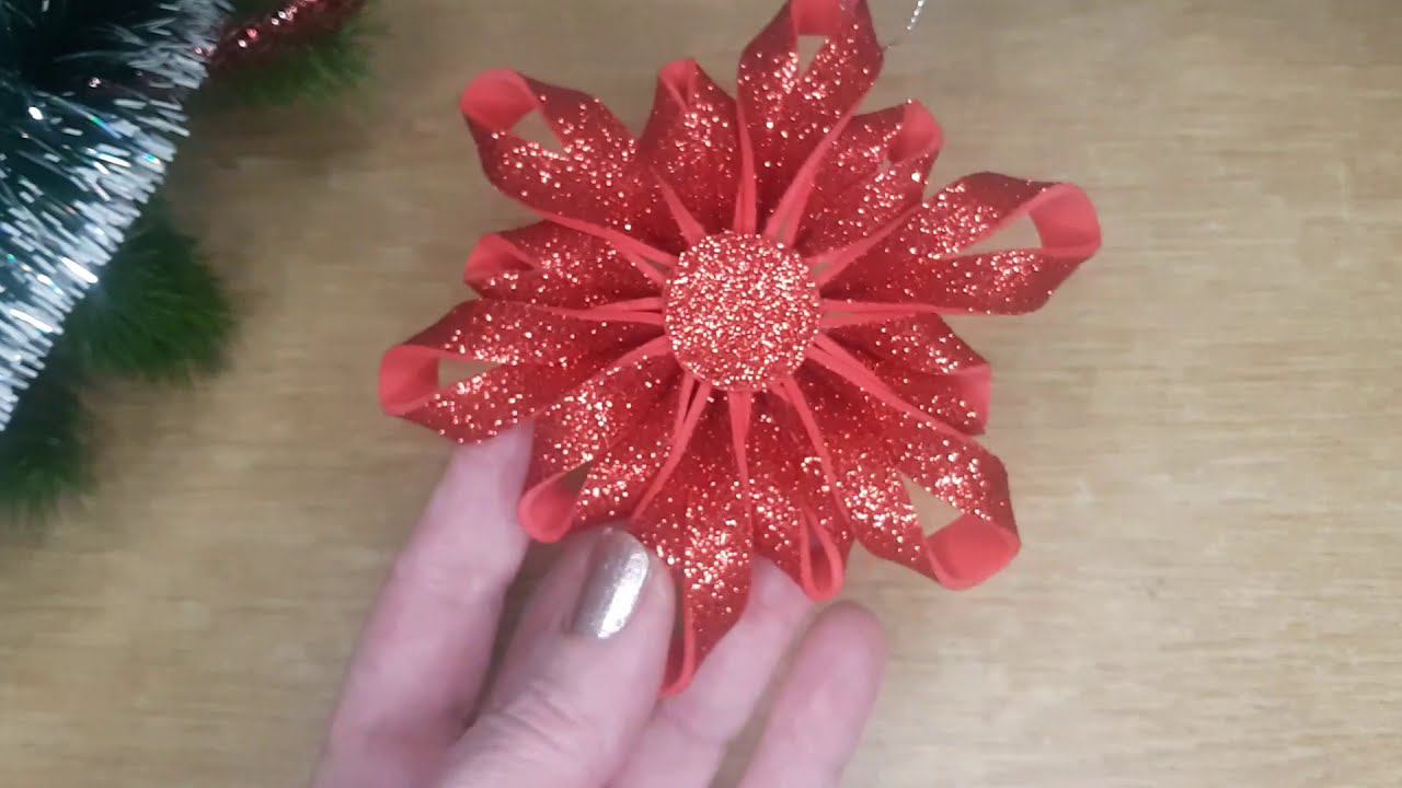 Простая снежинка из фоамирана. Chrismas dekoration. DIY. смотреть онлайн