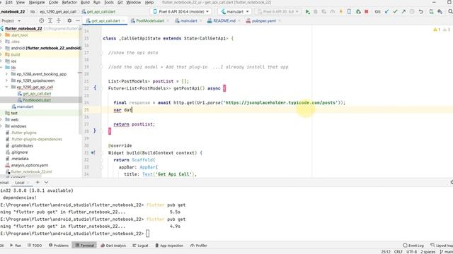 Get Api in Flutter | flutter fetch data from API call with Null Safety  Building List with JSON Dat