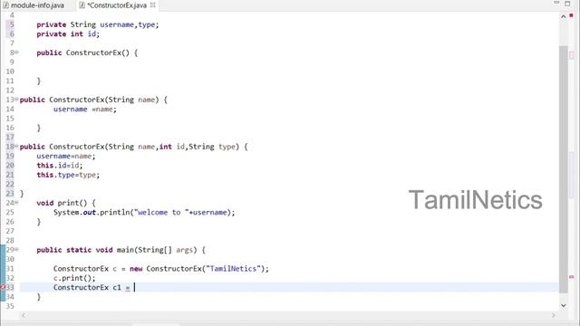 Constructor overloading in java | Java tutorial in Tamil| TamilNetics