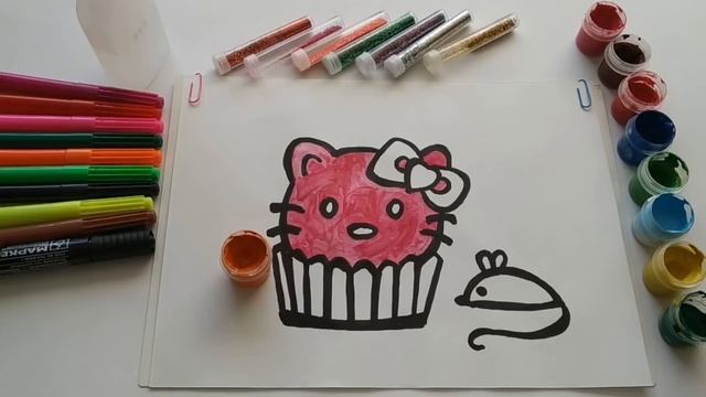 Glitter kitty draw with colors Как нарисовать гламурного котенка уроки рисования смотреть онлайн
