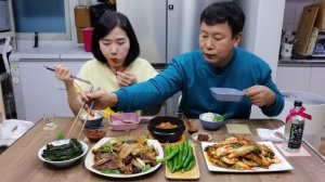 집밥 먹방 | LA갈비,새콤달콤한 봄동겉절이,향긋한 달래 된장찌개,곰피,고추 MUKBANG EATING SHOW