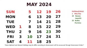 May Calendar 2024