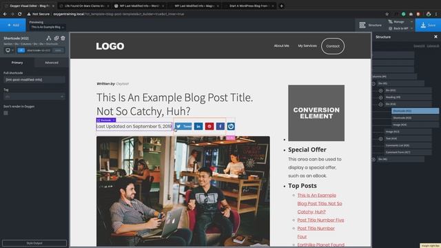 How To Change Post Date From Published To Last Updated In Oxygen Builder