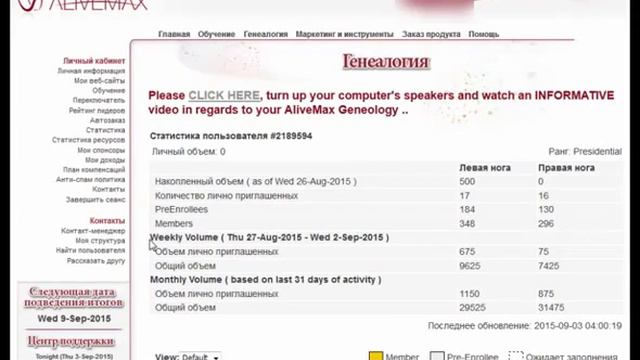 12 Где посмотреть свою структуру, свою активность и активность первой линии Генеалогия Alivemax смотреть онлайн