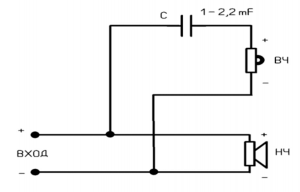 Фильтр ВЧ - 1й порядок. Схема