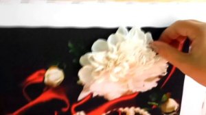 Пион и бутон из атласных лент/DIY embroidery ribbons