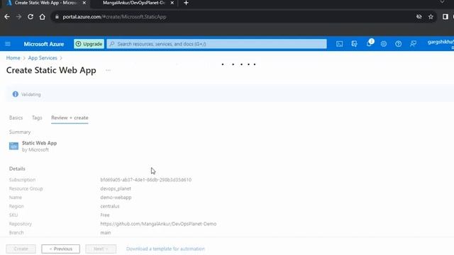 Create Azure Static Web App service with GitHub | Azure Static web app смотреть онлайн