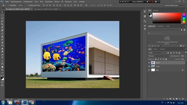 Фотошоп - Плакат на здание смотреть онлайн