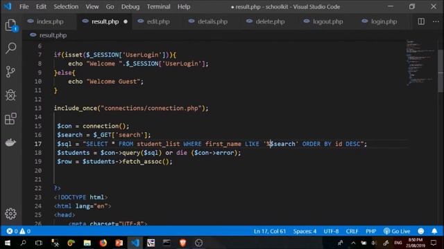 PHP Student Management System Tutorial Part 6/6: Paano Lumikha ng Search Feature