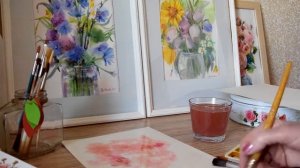 Акварель и цветы.