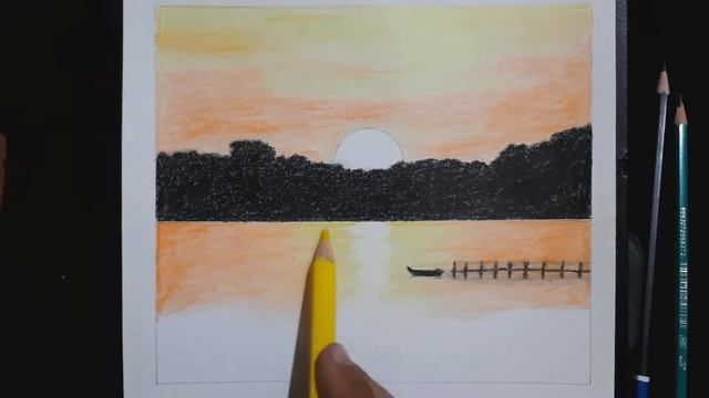 SUNSET scenery drawing / QUYOSH BOTISHI manzarasini chizish / ЗАКАТ, рисование