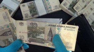 Распаковка пачки банкнот 10 рублей 1997 - тысяча штук, старые модификации и статистика серий ФФ и Ц