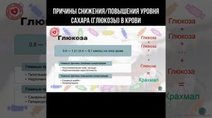 Причины снижения/повышения уровня сахара (глюкозы) в крови #глюкоза #содержаниекрови #кровь