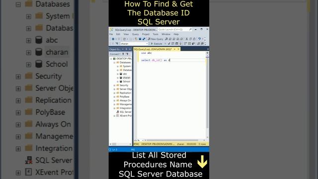 How to get the database id in sql server | Database id db_id()