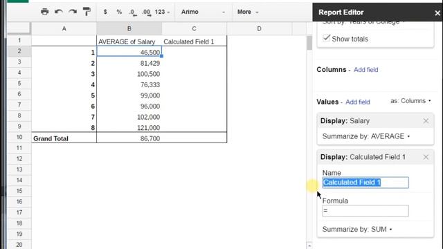 Google Sheets - Calculated Fields in Pivot Tables смотреть онлайн