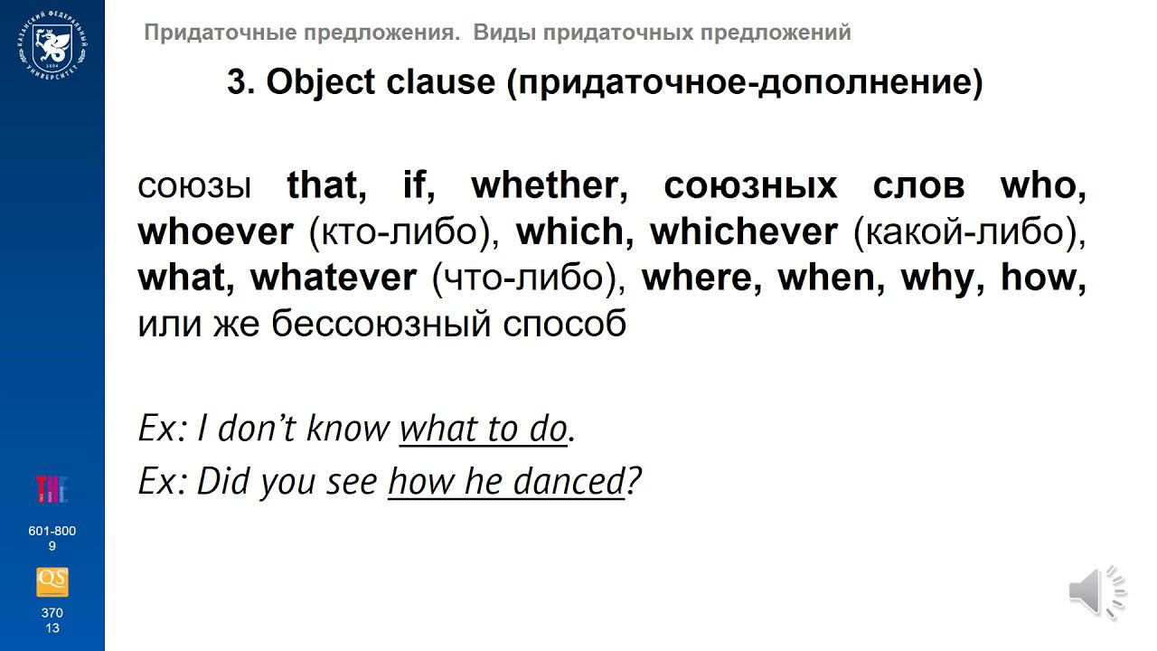 Лекция Модуль 7. Часть 3. Придаточные предложения.   Виды придаточных предложений