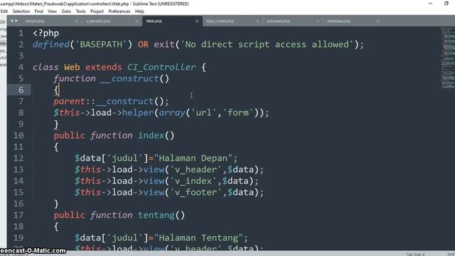 Pembuatan Database, autoload.php, database.php dan Menampilkan data Codeigniter - Part 2