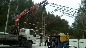 Ангар. Каркасный шатровый 12 метров- ставим фермы ангара