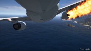 Passenger Airplane Emergency Landing on Water After Bird Strike in GTA 5