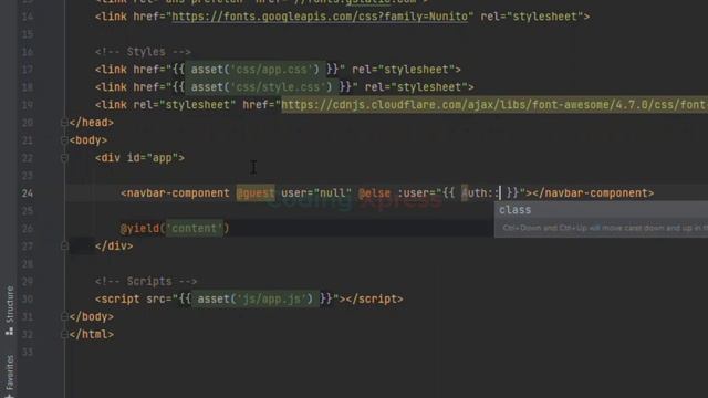 13 Logout Blade to Vuejs Data Pass Conditional Render | Laravel Vue.js URL Shortener | Coding Xpres