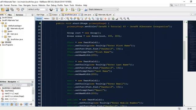 JavaFX 8 Tutorial 60 - JavaFX Hibernate Integration смотреть онлайн