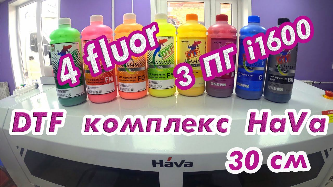 DTF комплекс HaVa ширина печати 30 см с 3 -мя ПГ i1600 с четырьмя флуора цветами