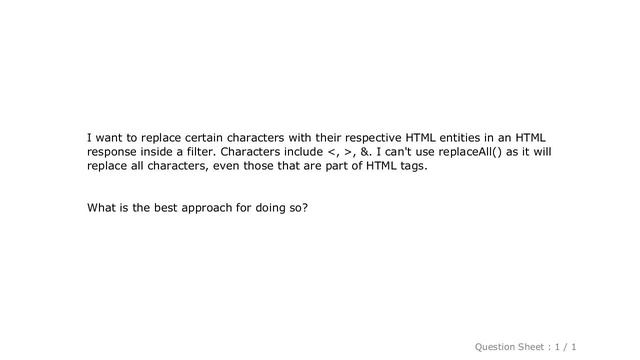 HTML : Replace characters with HTML entities in Java смотреть онлайн