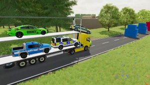TRANSPORTING ALL POLICE CARS, AMBULANCES, BMW, FORD, VOLKSWAGEN, DACIA WITH VOLVO TRUCKS - FS 22