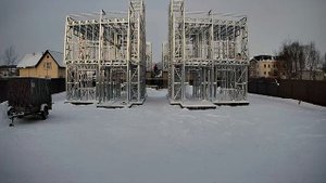 Обшивка плитами ЦСП каркаса домокомплекта из ЛСТК.